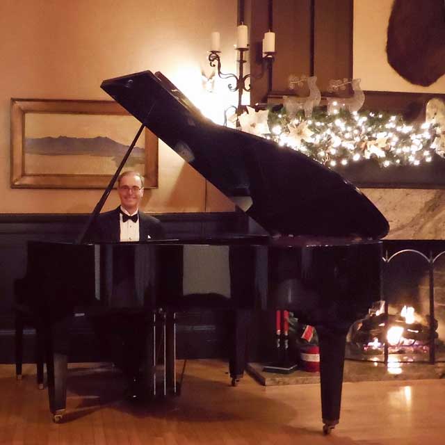 Pianist Kevin Fox performing for a holiday party at the Santa Barbara Club on December 4, 2018.