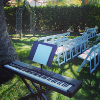 Kevin Fox's 88-key digital stage piano - before a recent wedding he played for at the Riviera Mansion in Santa Barbara.